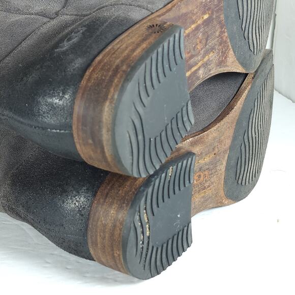 UGG Women's Caylin US 7 Gray Burnished Suede Braided Zip Riding Boots - Picture 16 of 16